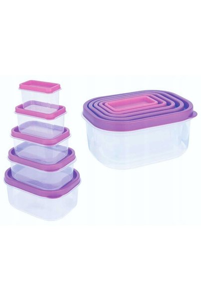 Livarno home Set of 5 Food Storage Containers BASIC – Purple Lids, BPA Free, ...