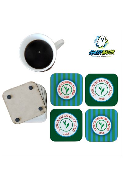Ghostbastır Design Rizespor Decorative Wooden Coaster Set 0171