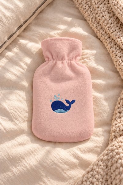 Snow Homs Small Hot Water Bottle with Cover—Embroidered Mini Hot Water Bottle...