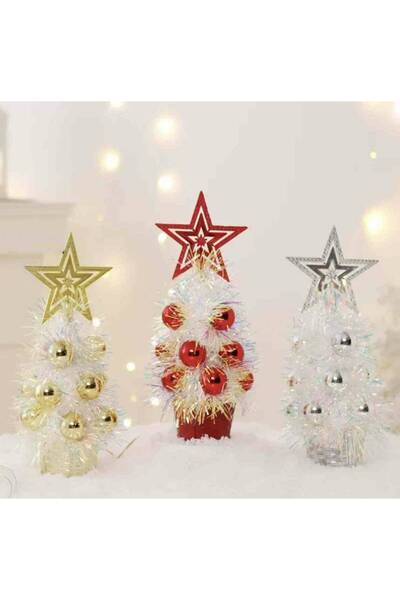 OEM Decorative tinsel Christmas tree in a pot 33 cm Red