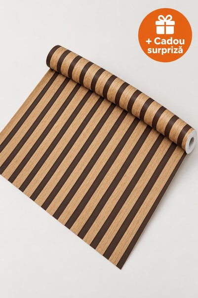 OferteTop Tapet Autocolant Aspect Lemn cu Lamele, 300 x 45 cm, pentru Pereți ...