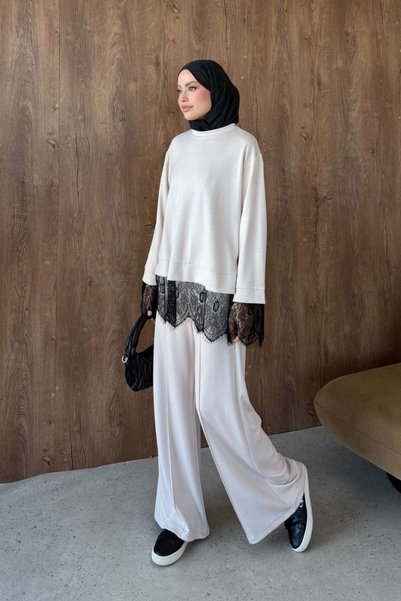 Şule Giyim Feriye Lace Set with Stones