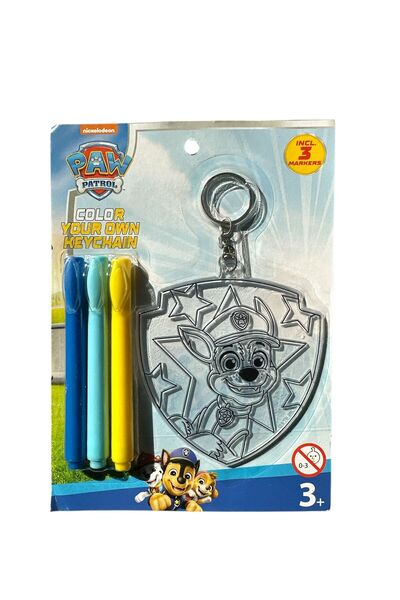PAW PATROL Creative Coloring Keychain Set – With 3 Markers, Character Shield ...