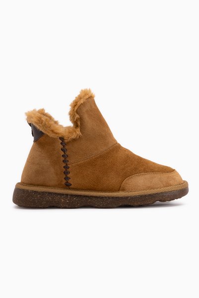 Limoya Lorrie Genuine Leather Tan Suede Fur-Lined Women's Ankle Boots.