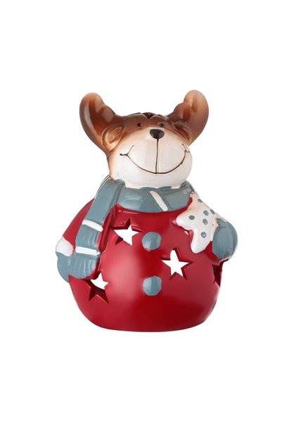 OEM Felinar Ceramic de Crăciun Figura de Cerb cu Fular Stea pentru Lumânare P...