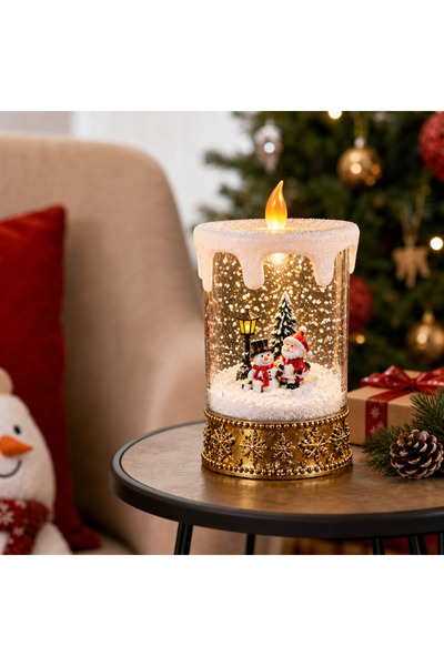 Vivendo Decorațiune de Crăciun tip Lumânare cu Moș Crăciun, Iluminare Caldă –...