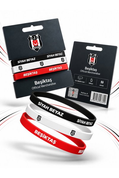 Beşiktaş YENİ SEZON LİSANSLI SİYAH BEYAZ YAZILI 3'LÜ TARAFTAR BİLEKLİK SETİ XS/S 00-Siyah - Beyaz
