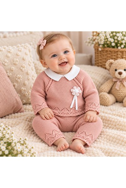 Pure Boutique Σετ 2 τεμαχίων για κοριτσάκι, από πλεκτό βαμβάκι, μπλούζα με γι...