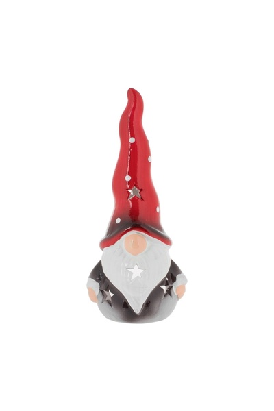 OEM Figurină Ceramica Gnome de Crăciun cu Căciulă Roșie pentru Lumânare Pasti...