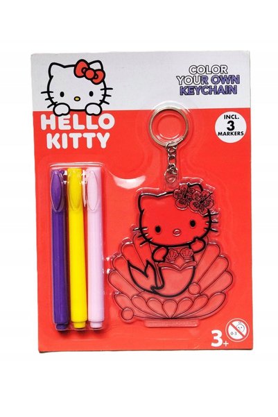 Hello Kitty Coloring Keychain Creative Set – With 3 Markers, Mermaid Model, F...
