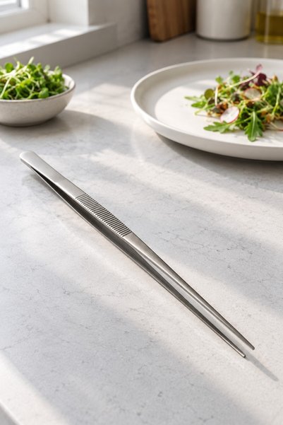 Snow Homs MasterChef Kitchen Tongs—Stainless Steel Flat-Tip Chef's Tongs with Serrated Grip—Serving and Cooking Tongs
