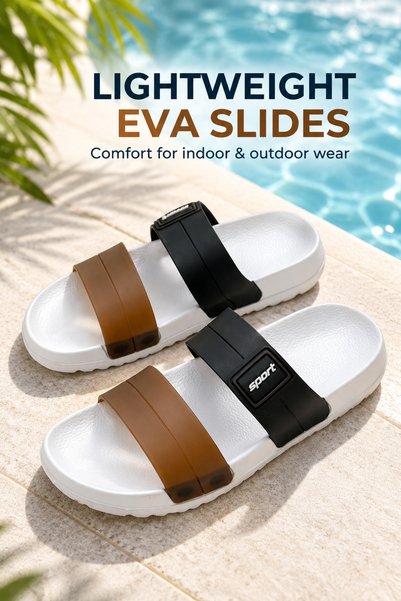 Generic Brand Men's EVA Slide Sandals, Lightweight Casual Slippers with Dual-...