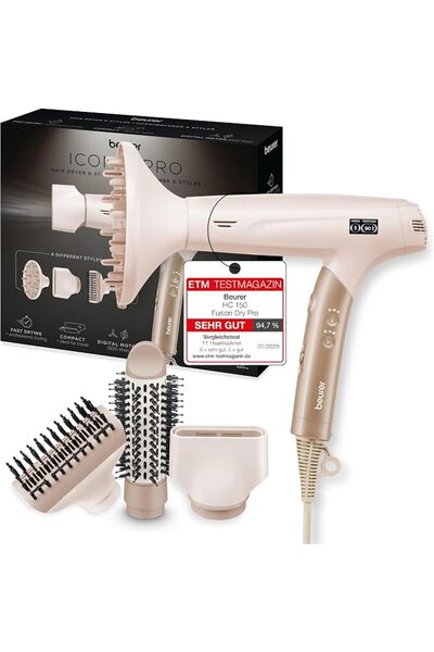 Beurer مجفف الشعر HC 150 FusionDry Pro، مجفف شعر خفيف الوزن للغاية مزود بمحرك...