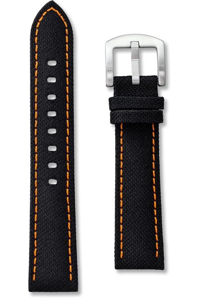 Buckley Black Sailcloth Canvas Watch Strap | 18mm 20mm 22mm 24mm | Black Grey...