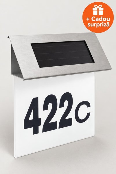 OferteTop Număr de Casă Solar cu LED, Aprindere Automată, Carcasă Inox, Cifre...