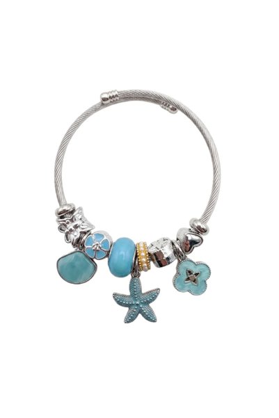 VOGA Jewellery Charmlı Pembe Çelik Bileklik