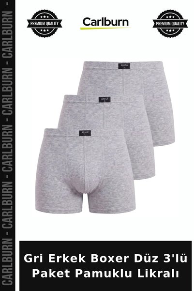 Carlburn Deluxe Series Grey Men's Boxer Briefs, Pack of 3, Cotton with Lycra,...