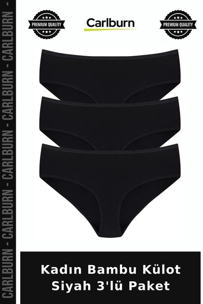 Carlburn Premium Women's Bamboo Underwear, Black, Pack of 3, Stretchy, Comfor...