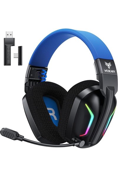 WESEARY سماعة رأس لاسلكية للألعاب مع ميكروفون، متوافقة مع أجهزة PS5 وPS4 وأجه...