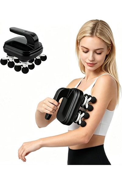 Madamera Handheld 16-Head Fascia Gun,Deep Tissue Massage Gun with Curved Handle