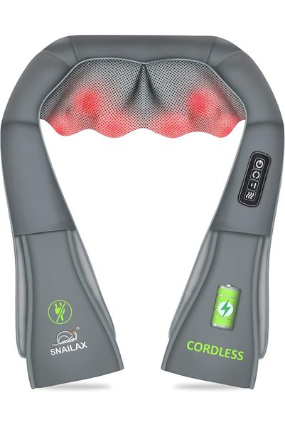 Snailax Cordless Shiatsu Neck Back Massager with Heat, Shoulder Massager, Por...