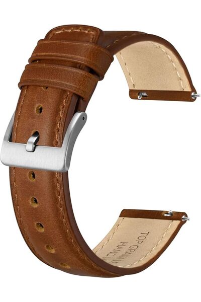 BISONSTRAP Leather Watch Strap for Men and Women, Oil Pull-Up Leather, Quick ...