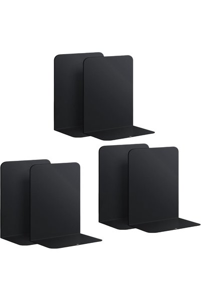 NOVOLAN Metal L-Shaped Bookends, 6-Piece Set for Desk Organization, Sturdy Ir...