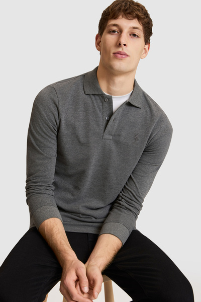 U.S. Polo Assn. Men's Anthracite Melange Polo Collar Regular Fit Basic Sweats...