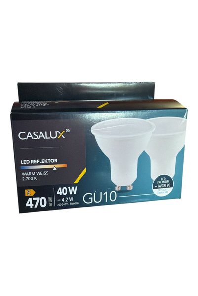 casalux Set de 2 becuri LED GU10 4.2W (echivalent 40W) – 470 lm, alb cald 2700K