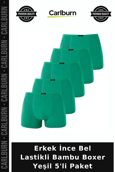 Carlburn Premium Men's Slim-Fit Bamboo Boxer Shorts, Green, Pack of 5, for Ev...