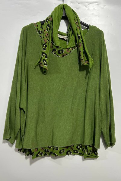AYASOFYA OTANTIK Women's Italian Leopard Print Flannel Cotton Knit Sleeveless...