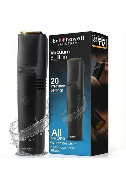 BELL HOWELL Vacutrim Cordless Mens Beard Trimmer, Rechargeable Electric Shave...