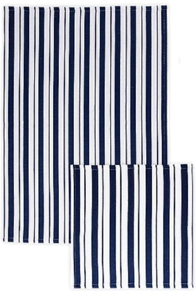 Mukitchen Basket Weave Kitchen Towel, Ink Blue, oversized 20 x 30 in 100% cot...