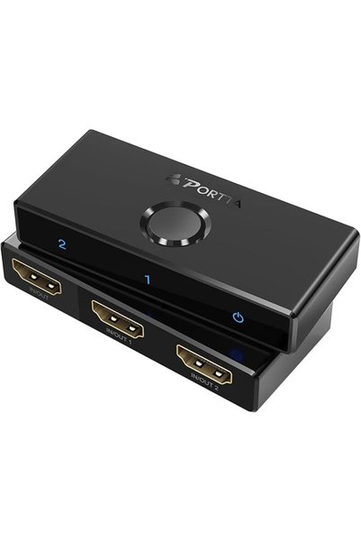 Portta محول HDMI بدقة 4K وتردد 60 هرتز، موزع HDMI ثنائي الاتجاه، مدخل واحد وم...