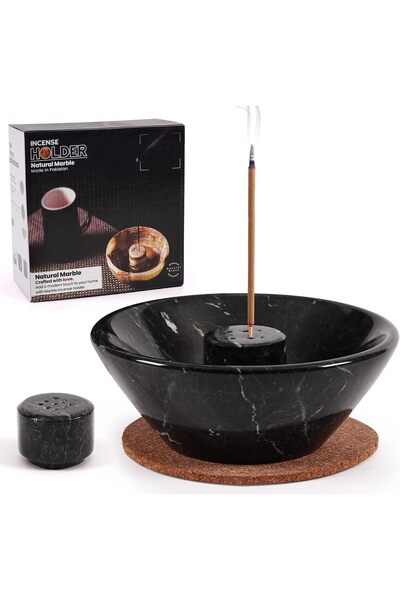 Radicaln Marble Incense Holder - Black 5.5" Handmade With 9 Holes for Sticks ...