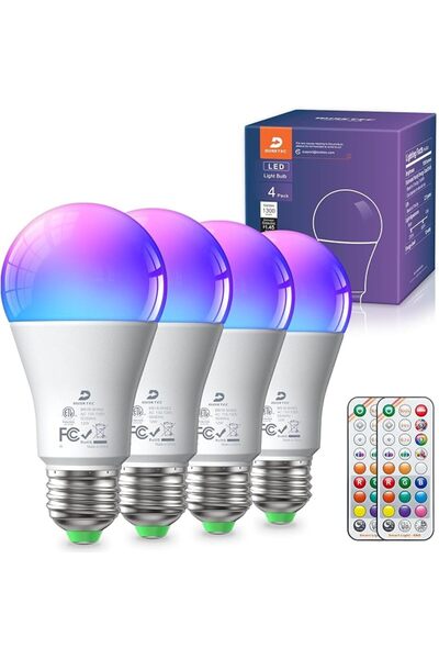 DUSKTEC مصباح LED متعدد الألوان RGB، 12 واط، 1300 لومن، قاعدة E27، إضاءة بيضا...