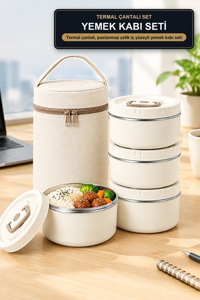 viracasa Stainless Steel Lunch Box Set with Insulated Bag, 4-Piece Thermal Lu...