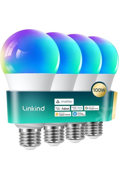 Linkind مصباح ذكي غير لامع E27، 1600 لومن، مصباح ذكي متوافق مع نظام HomeKit (...