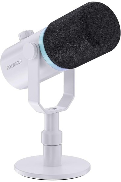 Feelworld ميكروفون ديناميكي PM1 XLR USB مع حامل مكتبي، هدية مثالية لتسجيل الب...