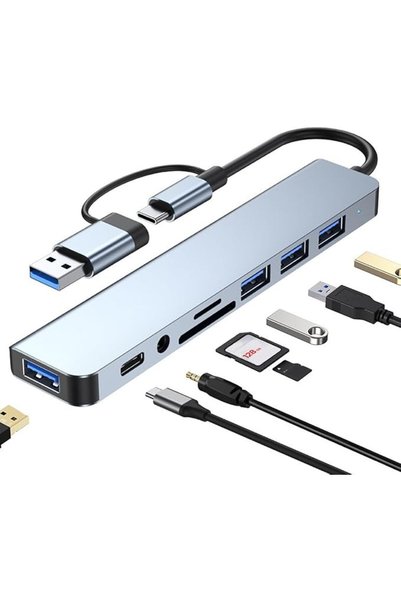 GENERAL محور USB-C متعدد الوظائف (8 في 1) مع قارئ بطاقات، ومنفذ إيثرنت، وفتحا...