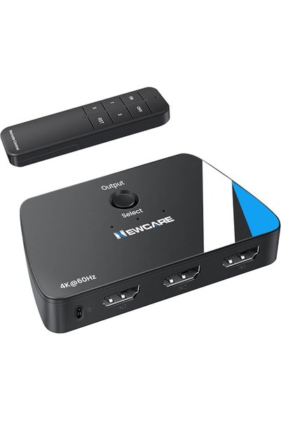 newcare محول HDMI، 3 مداخل و1 مخرج، يدعم دقة 4K بمعدل 60 هرتز، مع جهاز تحكم ع...