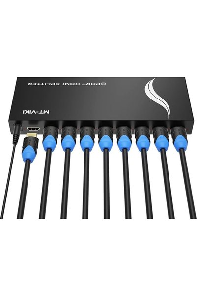 mt-viki 8 Way HDMI Distributor - 1x8 HDMI Splitter For 8 Monitors, HDTV, CCTV...