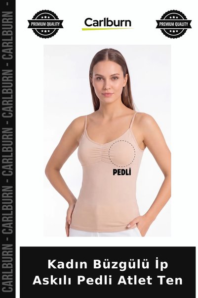 Carlburn Special Series Women's Ruched String Strap Padded Tank Top Skin Ligh...