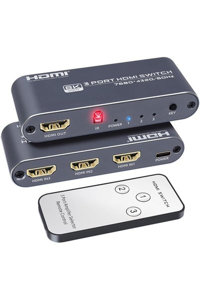 DGODRT HDMI Switch Splitter 2 in 4 Out, 4K@60Hz HDMI Switch with Remote and A...