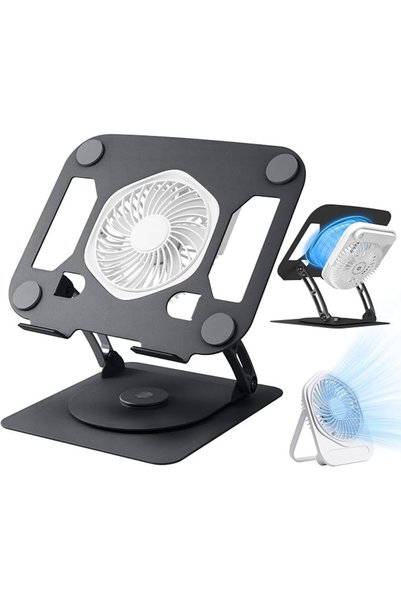 GENERAL SHUWEI Laptop Cooling Stand with Desk Fan - Black