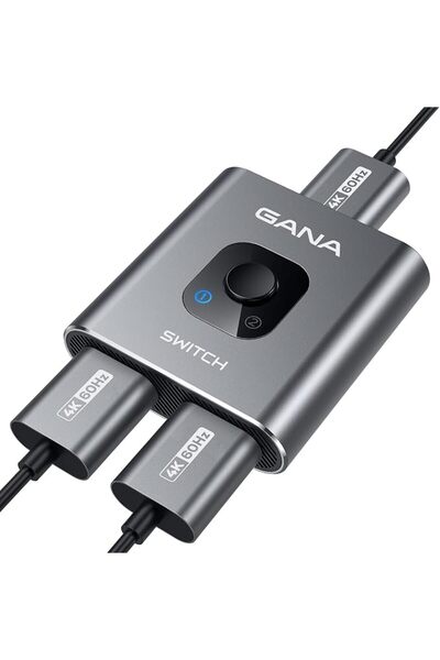 GANA HDMI Splitter 4K@60Hz, HDMI Splitter Bi-Directional Ultra Thin 1 in 2 Ou...