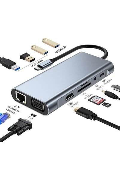 Generic 11-in-1 USB C Hub Docking Station, Type-C to HDMI 4K, Gigabit Etherne...