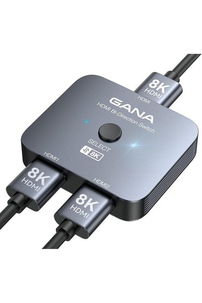 GANA محول HDMI 2.1، موزع HDMI ثنائي الاتجاه 8K، 2 مدخل و1 مخرج، 4K@120Hz، 8K@...