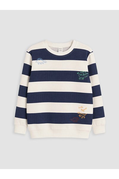 LC Waikiki LCW Kids Ecru 3-Ply Brushed Inside Striped Standard & Regular Boys...