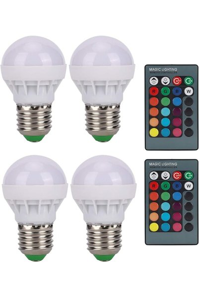 GENERAL مصابيح RGB متغيرة الألوان مع جهاز تحكم عن بعد، مصباح E27، مصباح LED ز...